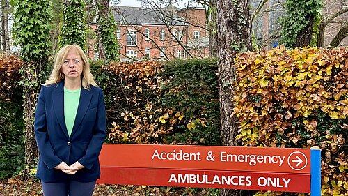 Liz Jarvis outside of A&E